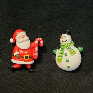 Festive Santa and Snowman Brooch Set